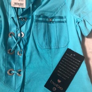 bebe Dresses - Beautiful Light Blue Safari Dress bebe Dresses - Beautiful Light Blue Safari Dress